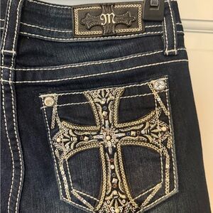 Miss Me Women's Dark Blue Jeans with Embellished Cross
